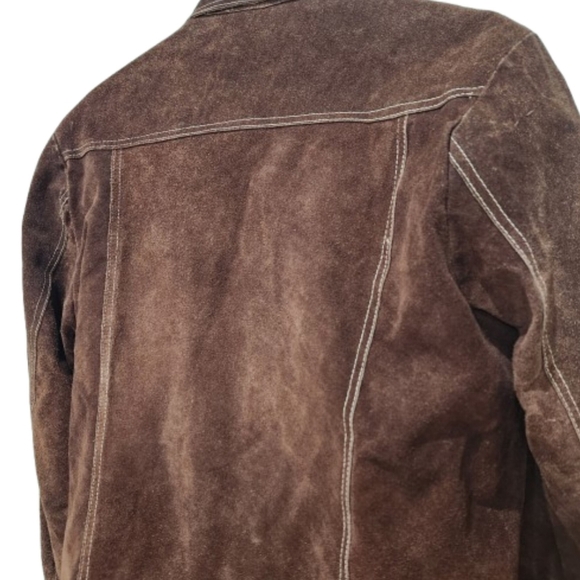 70s Vintage Western Snap Brown Suede Jacket, Mens SMALL, Womens Medium - Picture 4 of 8